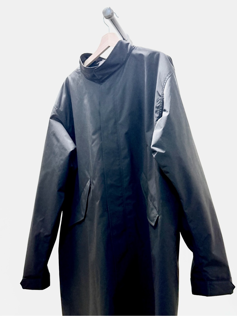Black Stand-Collar Trench Coat - Picture 3 of 4